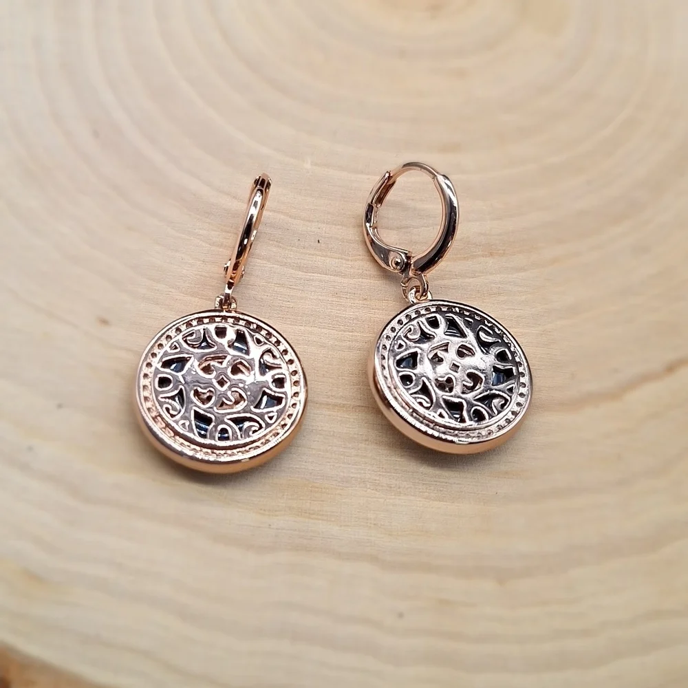 Luxe Gold-Plated Pavé Circle Drop Earrings
